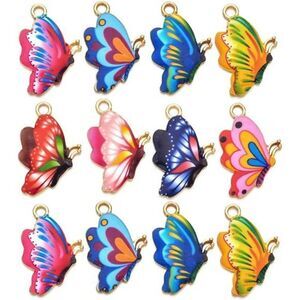30 Pcs Colorful Butterfly Charms for DIY Jewelry Making